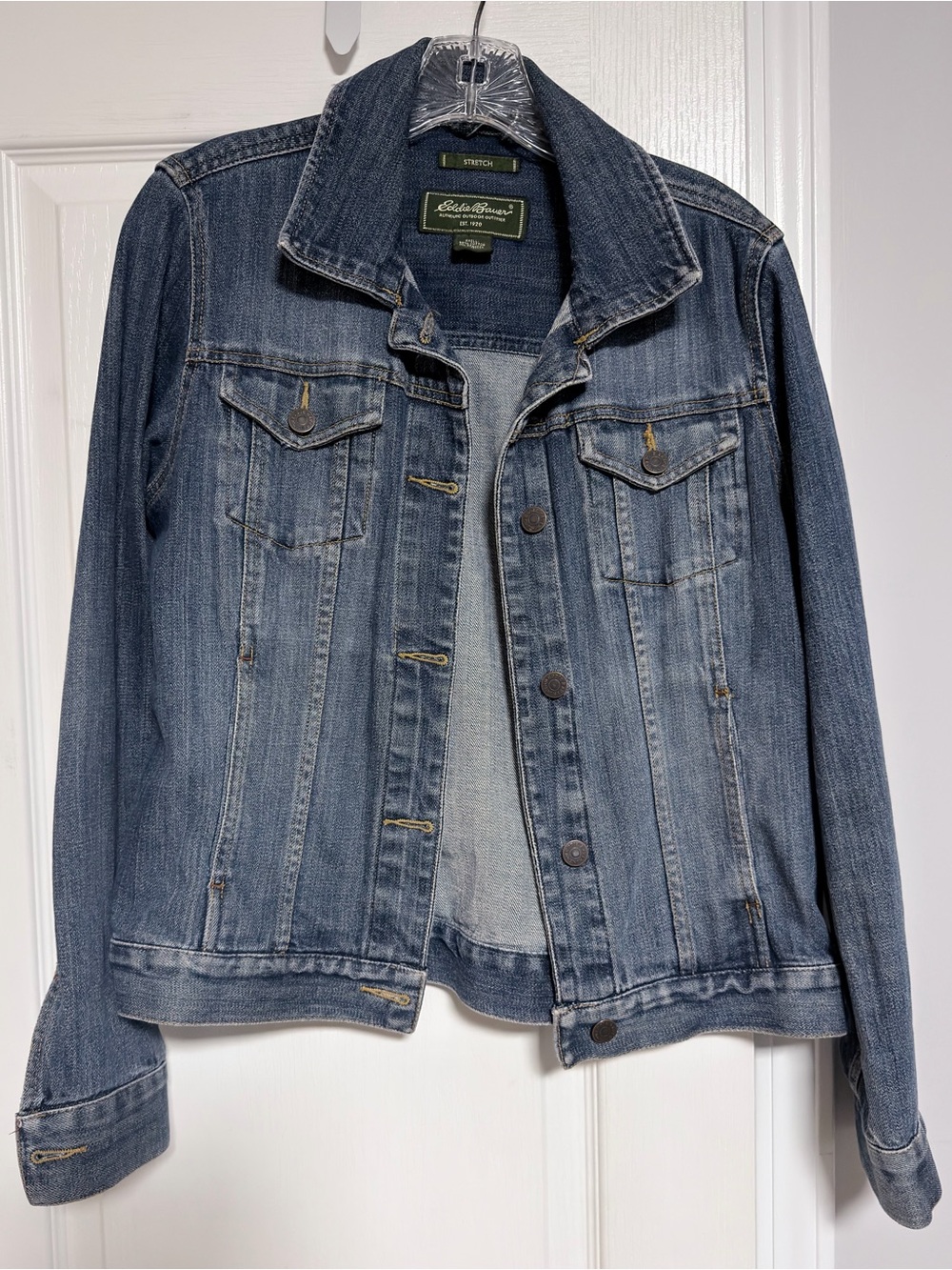 Eddie Bauer Dark Blue Denim Jacket with Green Label